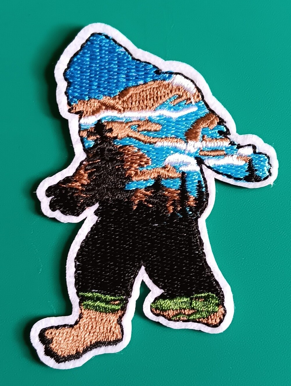 Scenic Mountain Gorpcore Bigfoot Embroidered Iron On Patch, Hiking Cryptid
